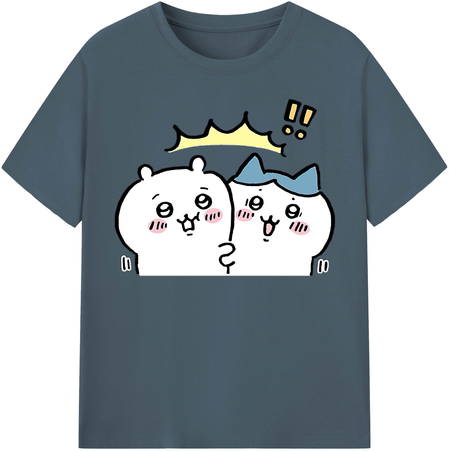 （画像用） ちいかわ ハチワレ Chii-kawa hachiware 綿100％半袖Tシャツ（フロントプリント）